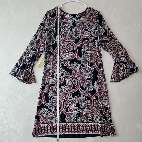 PS PerSeption Concept Women's Paisley Dress 3/4 Flutter Sleeve Size Large NWT - Picture 7 of 16